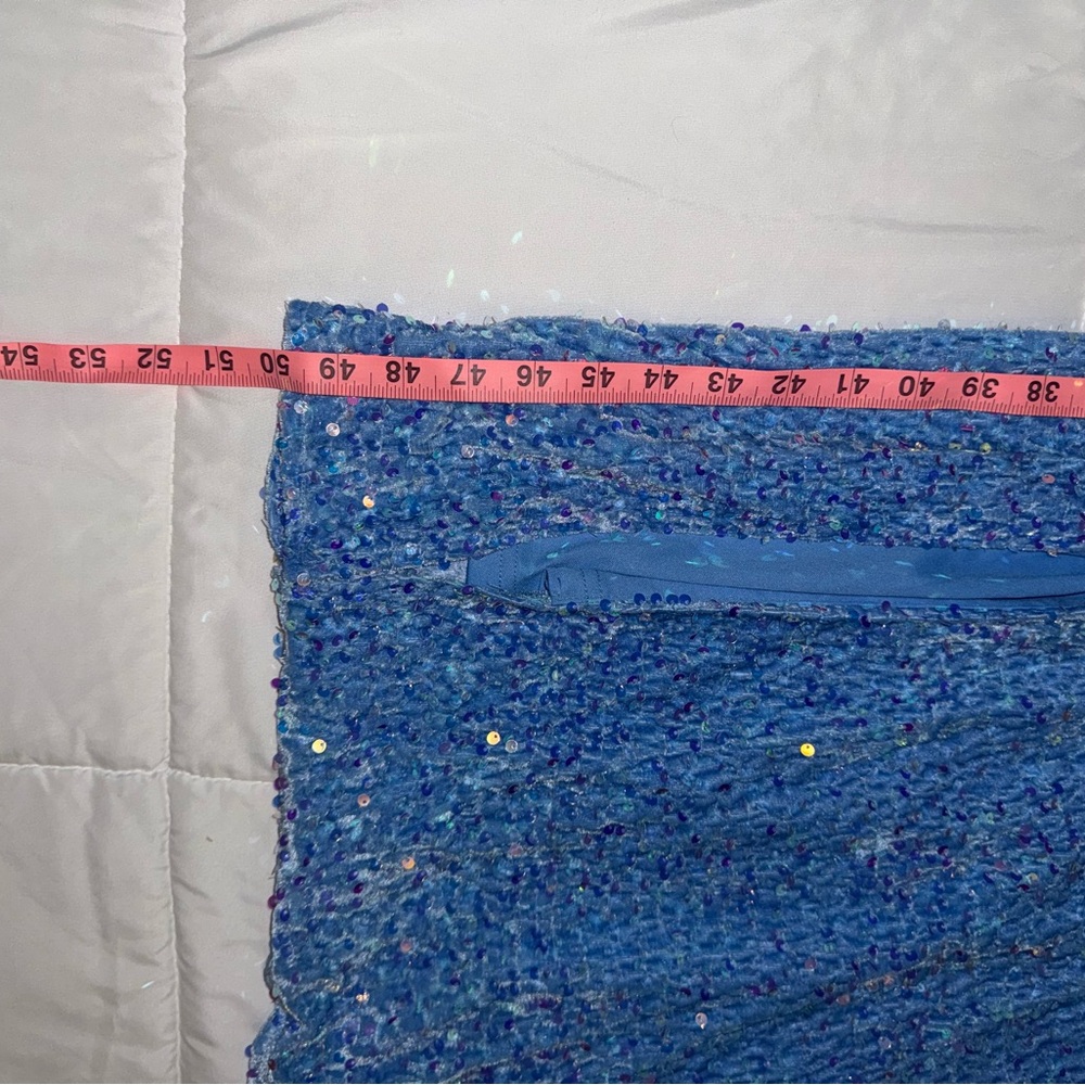 Elegant Strapless Blue Sequin Dress - Picture 12 of 14